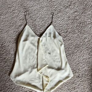 RACHEL Rachel Roy Pale Yellow Satin Cami with Ruffle Detail